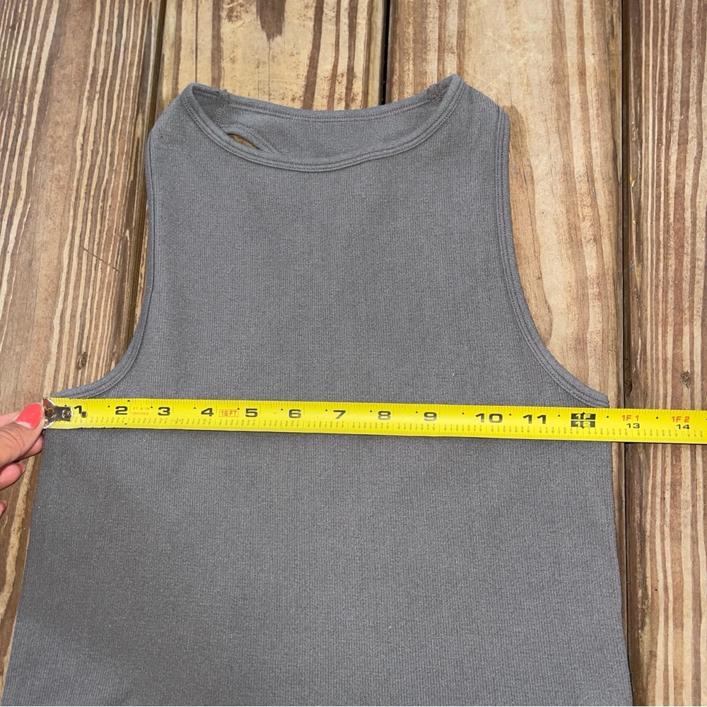 Free People Intimately Gray Ribbed High Neck Racerback Tank Size S - Picture 3 of 5